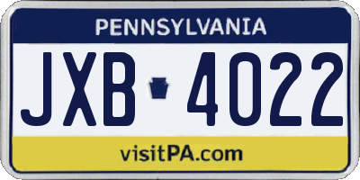 PA license plate JXB4022