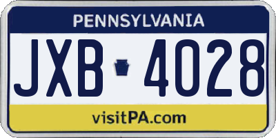 PA license plate JXB4028