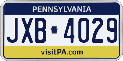 PA license plate JXB4029