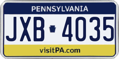 PA license plate JXB4035