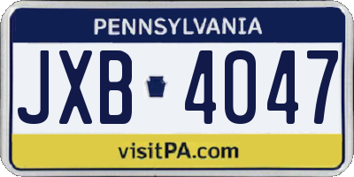 PA license plate JXB4047