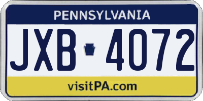 PA license plate JXB4072