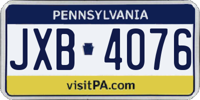 PA license plate JXB4076