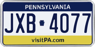 PA license plate JXB4077