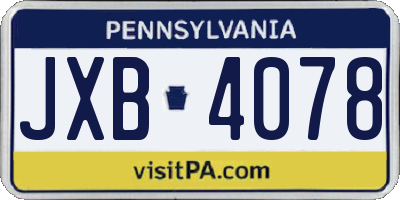 PA license plate JXB4078