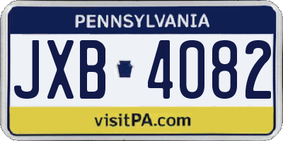 PA license plate JXB4082
