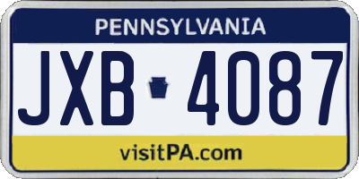 PA license plate JXB4087