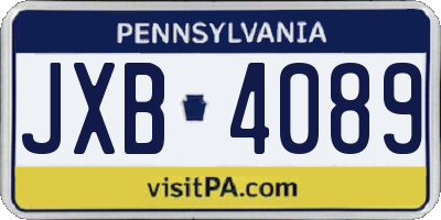PA license plate JXB4089