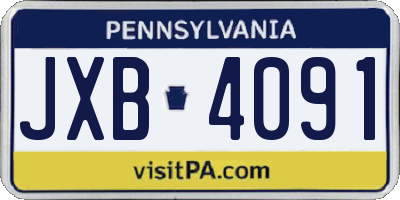 PA license plate JXB4091