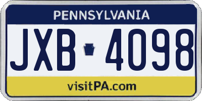 PA license plate JXB4098