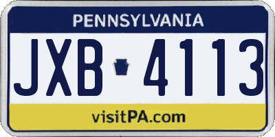 PA license plate JXB4113