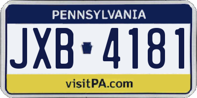 PA license plate JXB4181