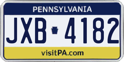 PA license plate JXB4182