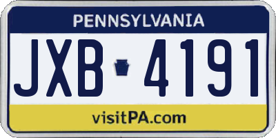 PA license plate JXB4191