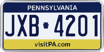 PA license plate JXB4201