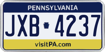 PA license plate JXB4237