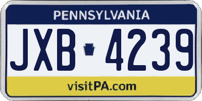 PA license plate JXB4239