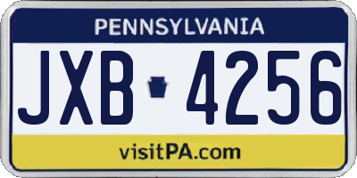PA license plate JXB4256