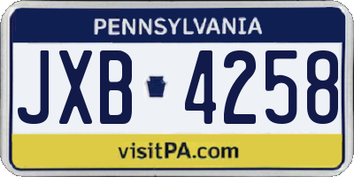 PA license plate JXB4258