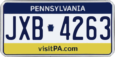 PA license plate JXB4263