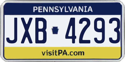 PA license plate JXB4293