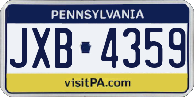 PA license plate JXB4359
