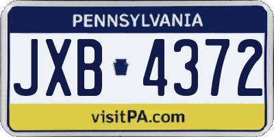 PA license plate JXB4372