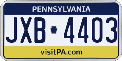 PA license plate JXB4403