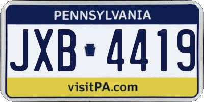 PA license plate JXB4419