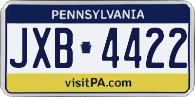 PA license plate JXB4422