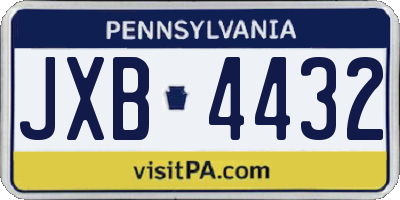 PA license plate JXB4432