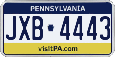 PA license plate JXB4443