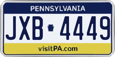 PA license plate JXB4449