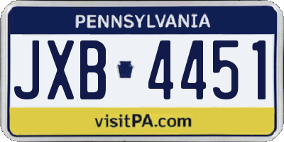 PA license plate JXB4451