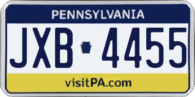 PA license plate JXB4455
