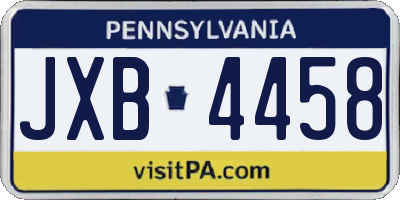 PA license plate JXB4458