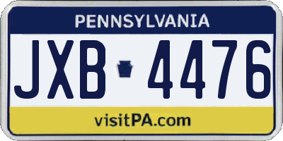 PA license plate JXB4476