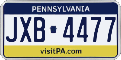 PA license plate JXB4477
