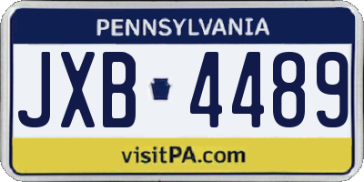 PA license plate JXB4489