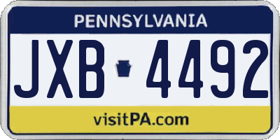 PA license plate JXB4492