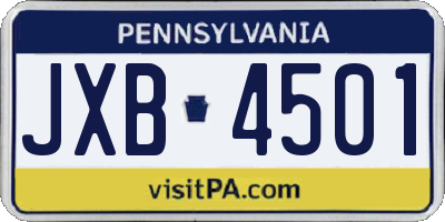 PA license plate JXB4501