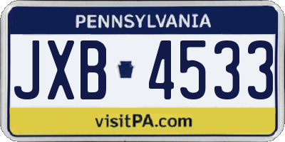 PA license plate JXB4533
