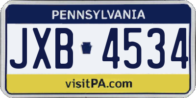 PA license plate JXB4534