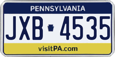PA license plate JXB4535