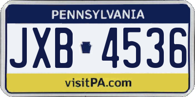 PA license plate JXB4536