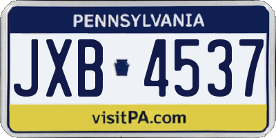 PA license plate JXB4537