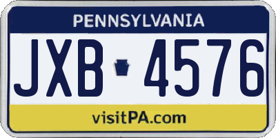 PA license plate JXB4576
