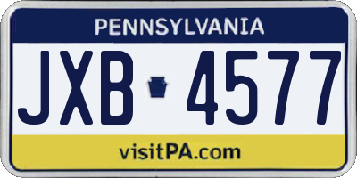 PA license plate JXB4577