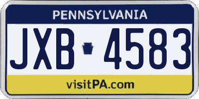 PA license plate JXB4583