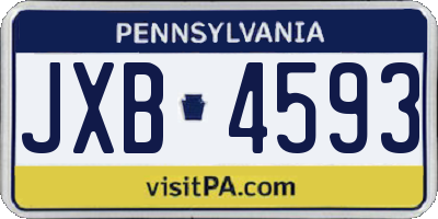 PA license plate JXB4593